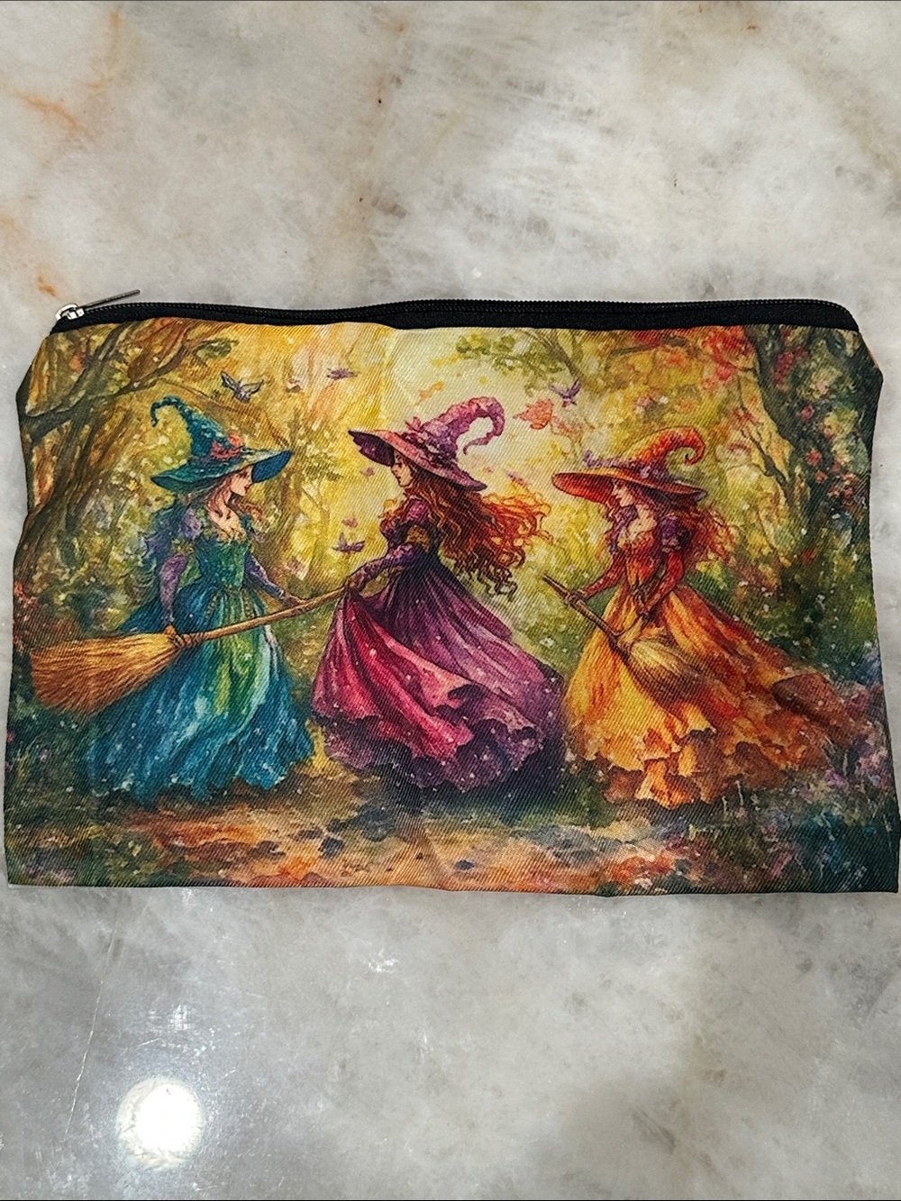 Witch Trio Printed Cosmetic Pouch - Multicolor
